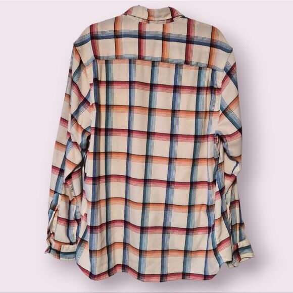 Ocean + Coast Mens XL PlaFlannel Red White & Blue Long Sleeve Button Up Shirt - Picture 2 of 6